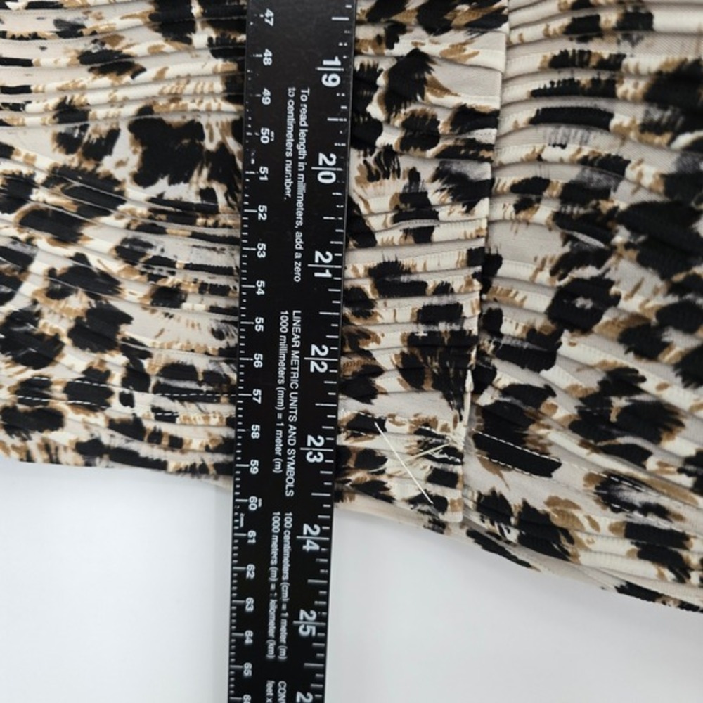 New Directions Women's Black Ivory‎ Leopard Print Mesh Pleated Midi Skirt XL - Picture 9 of 11